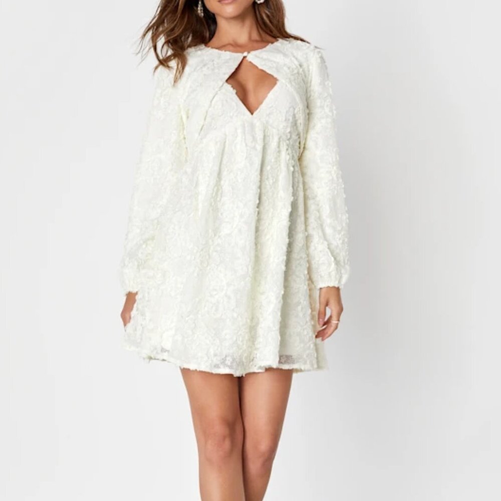 Ivory 3D Floral Two-Piece Mini Dress
